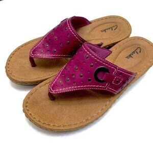 Clarks Women's Trista Mint Thong Fuchsia size 9.5 Leather